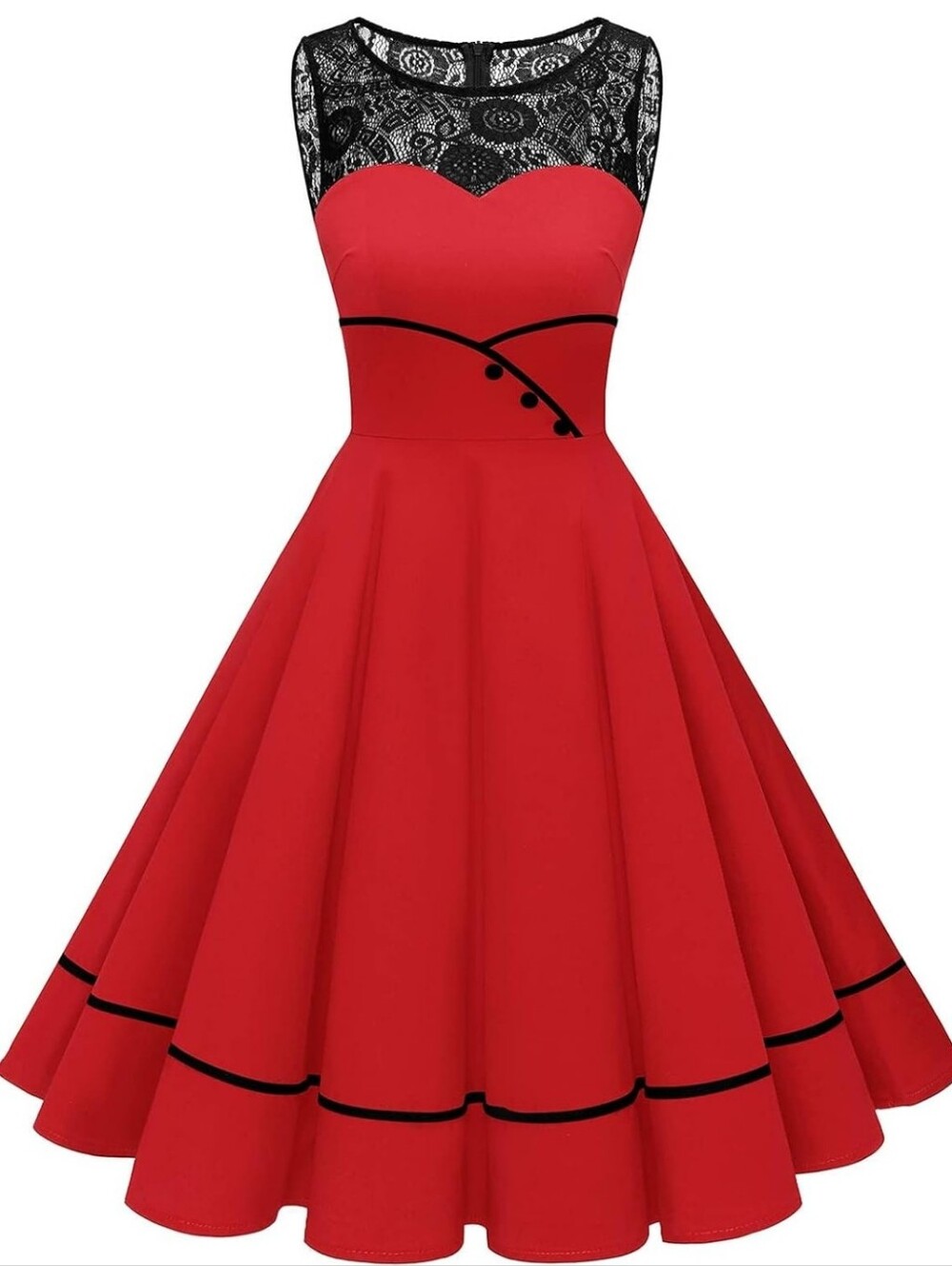Bbonlinedress 50s Style Swing Dress Pin Up Vintage Rockabilly Red & Black SM